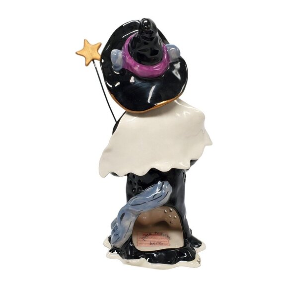 Blue Sky Clayworks Heather Goldminc Halloween Tea Light Luminary Cat Witch 10" - Picture 9 of 16
